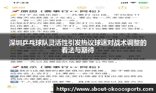 深圳乒乓球队灵活性引发热议球迷对战术调整的看法与期待